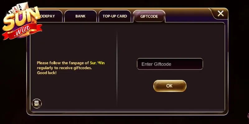 Sử dụng giftcode để nạp điểm nhanh